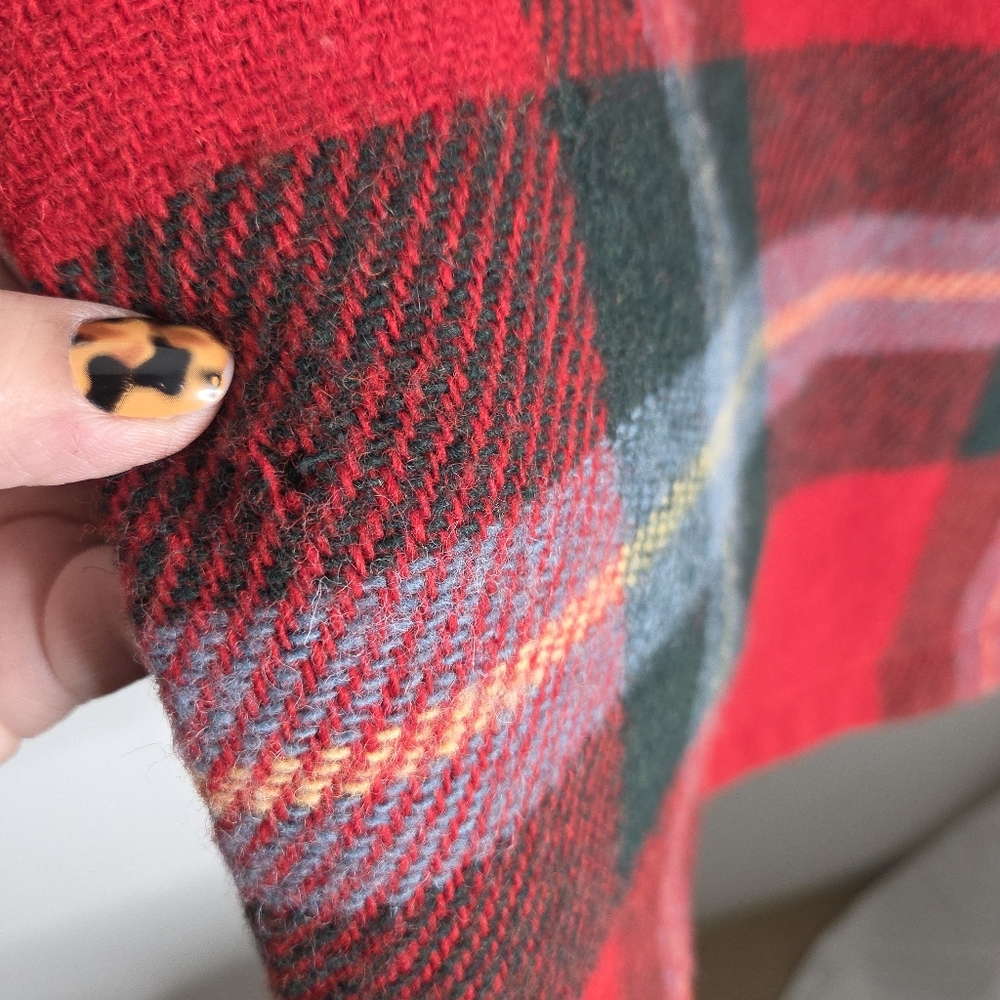 Louren Ralph Lauren Red Plaid Toggle pea Coat wool rare  winter Petite M - Picture 9 of 16